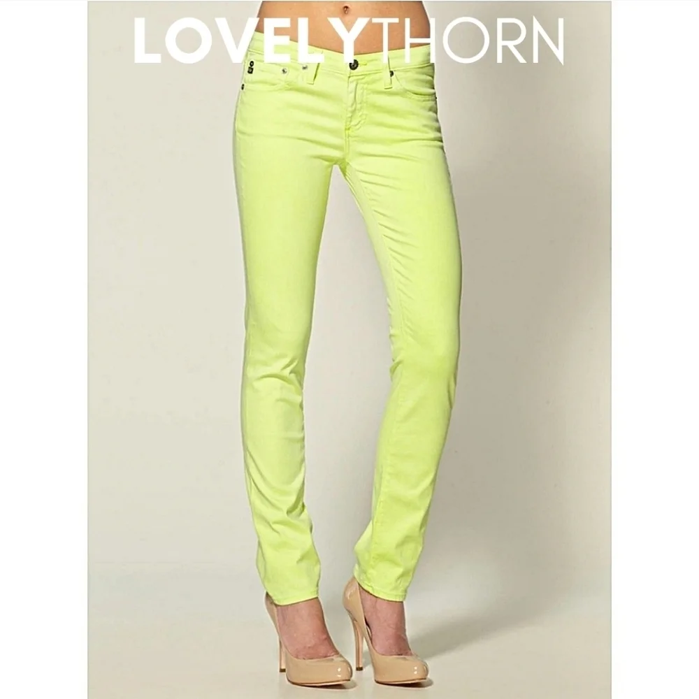 AG JEANS // ltd ed the stilt cigarette leg neon yellow sateen jeans - Picture 6 of 16